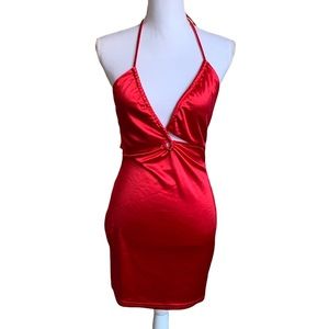 Better Be Red Cut Out Backless Spaghetti Strap Dress Size  Small